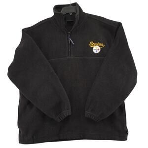 Vintage Pro Player Pittsburgh Steelers Fleece Pullover Black ¼ Zip Embroidered